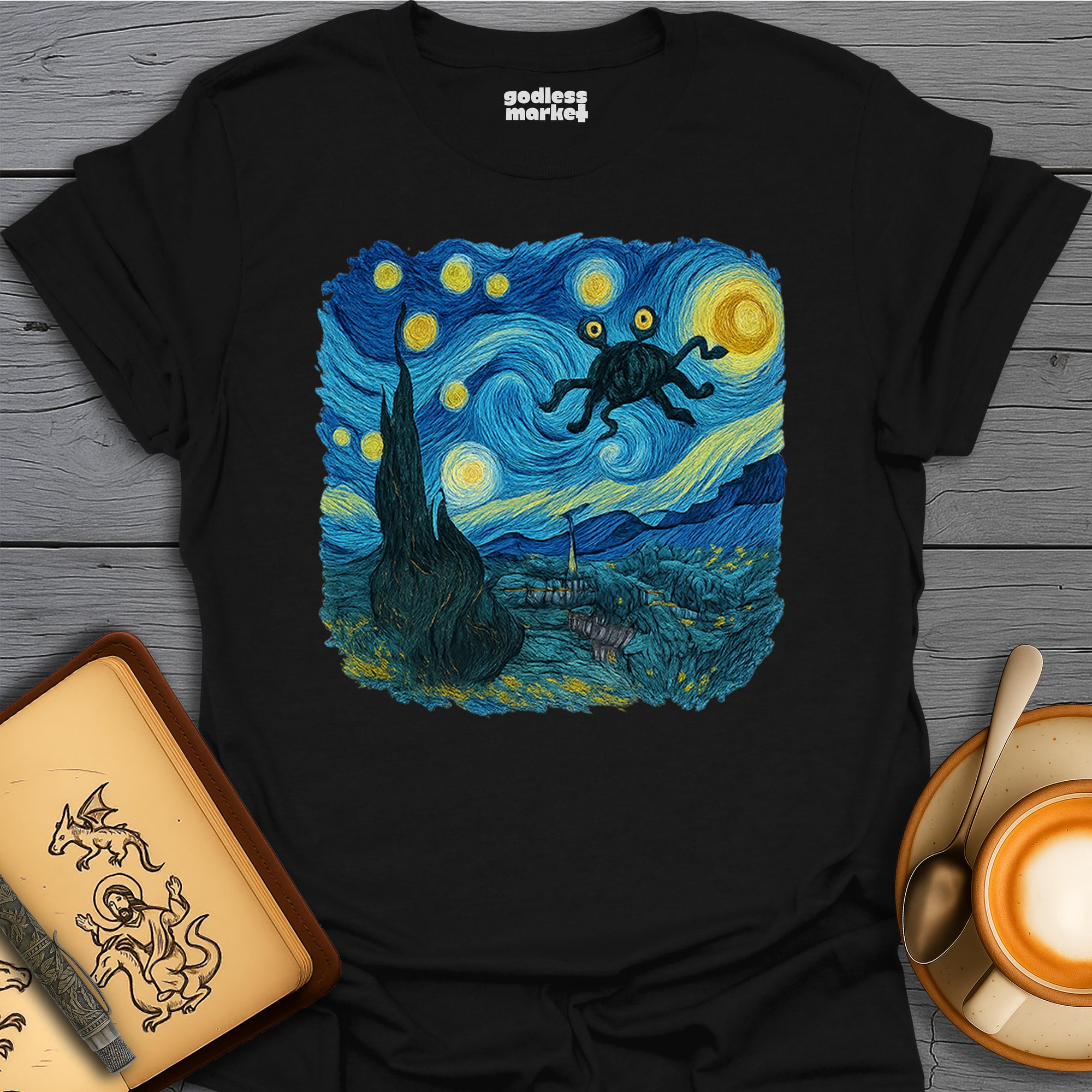 The Spaghetti Monster Flying Through a Starry Night