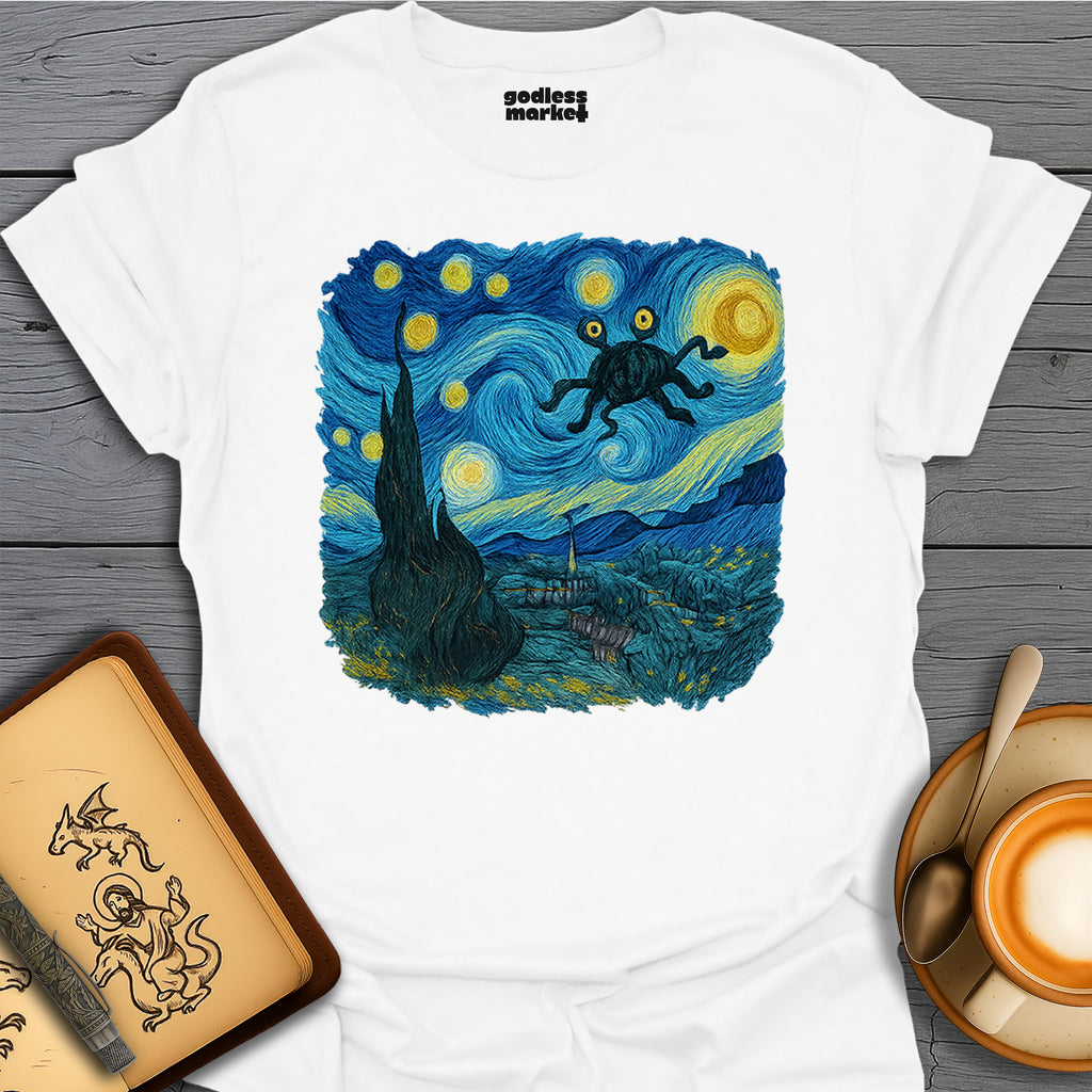 The Spaghetti Monster Flying Through a Starry Night