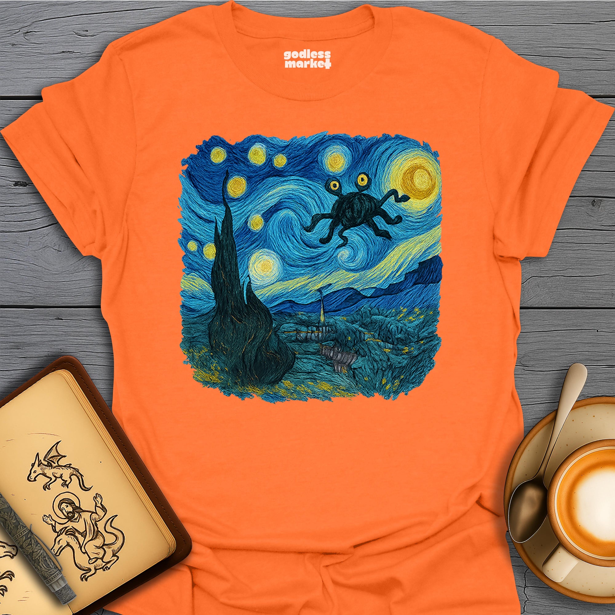 The Spaghetti Monster Flying Through a Starry Night