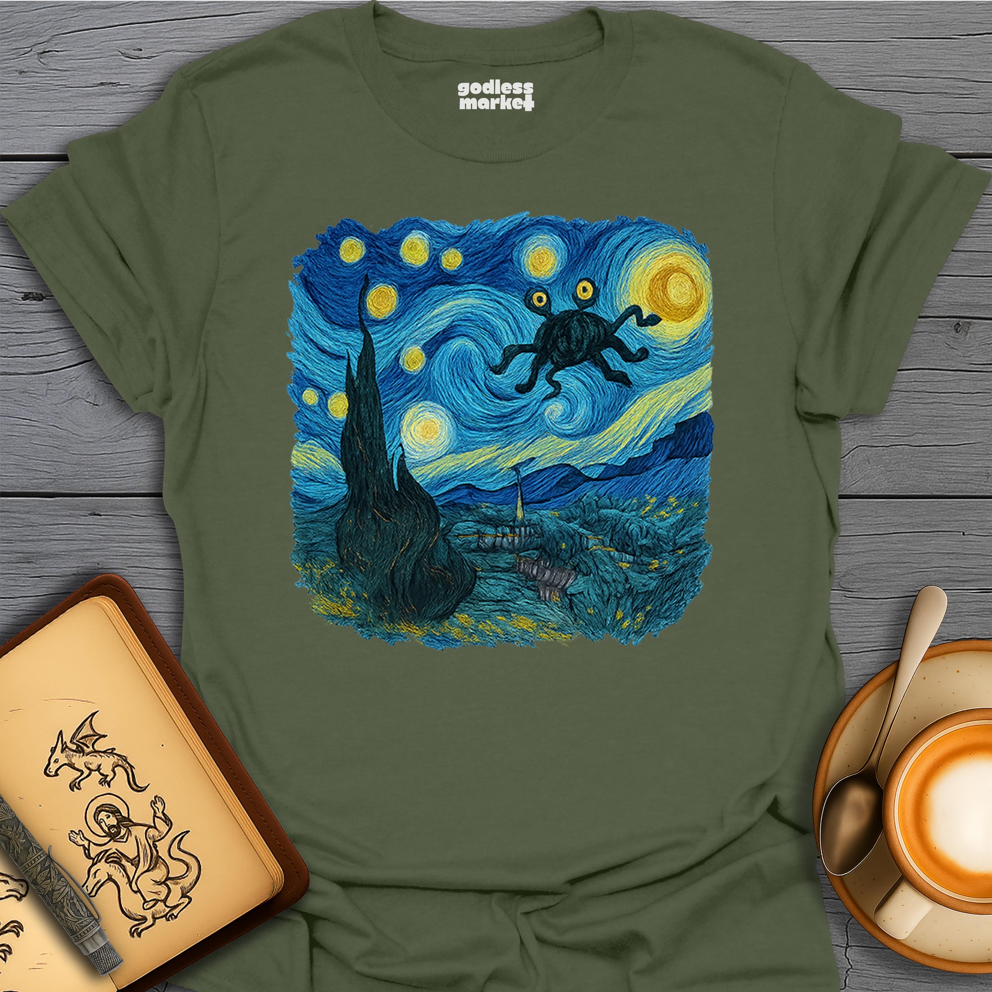 The Spaghetti Monster Flying Through a Starry Night