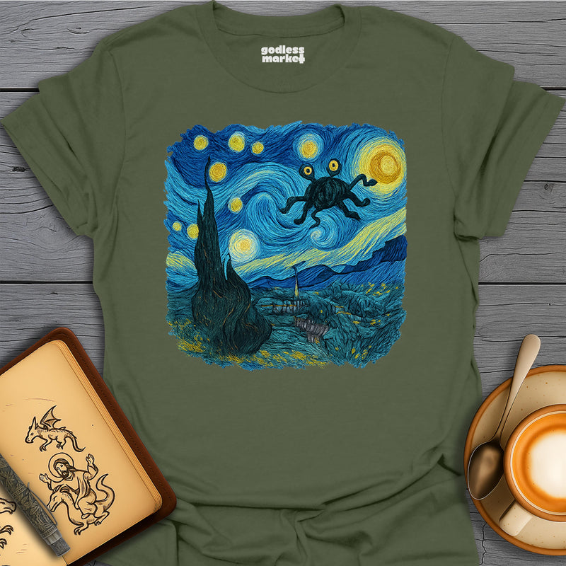 The Spaghetti Monster Flying Through a Starry Night