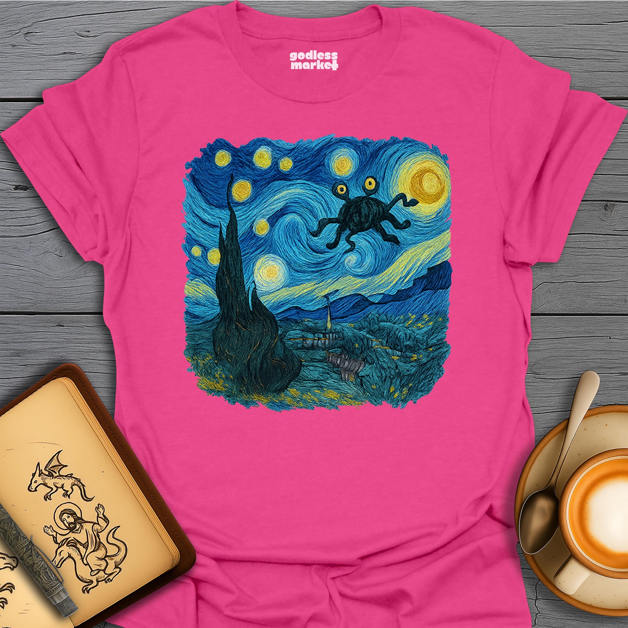 The Spaghetti Monster Flying Through a Starry Night