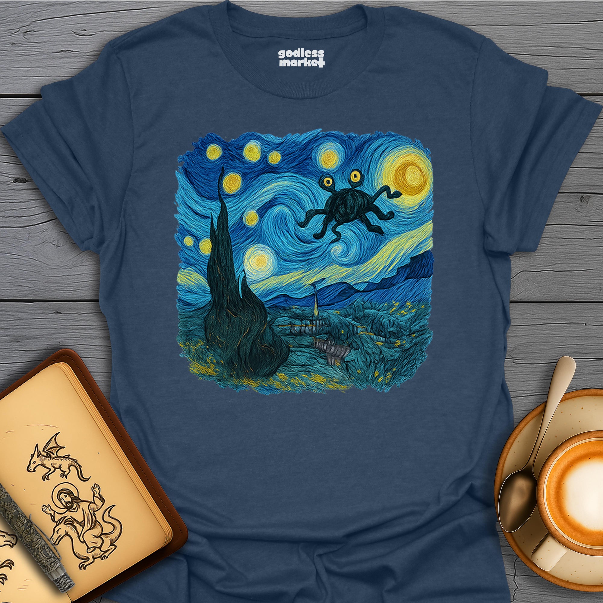 The Spaghetti Monster Flying Through a Starry Night