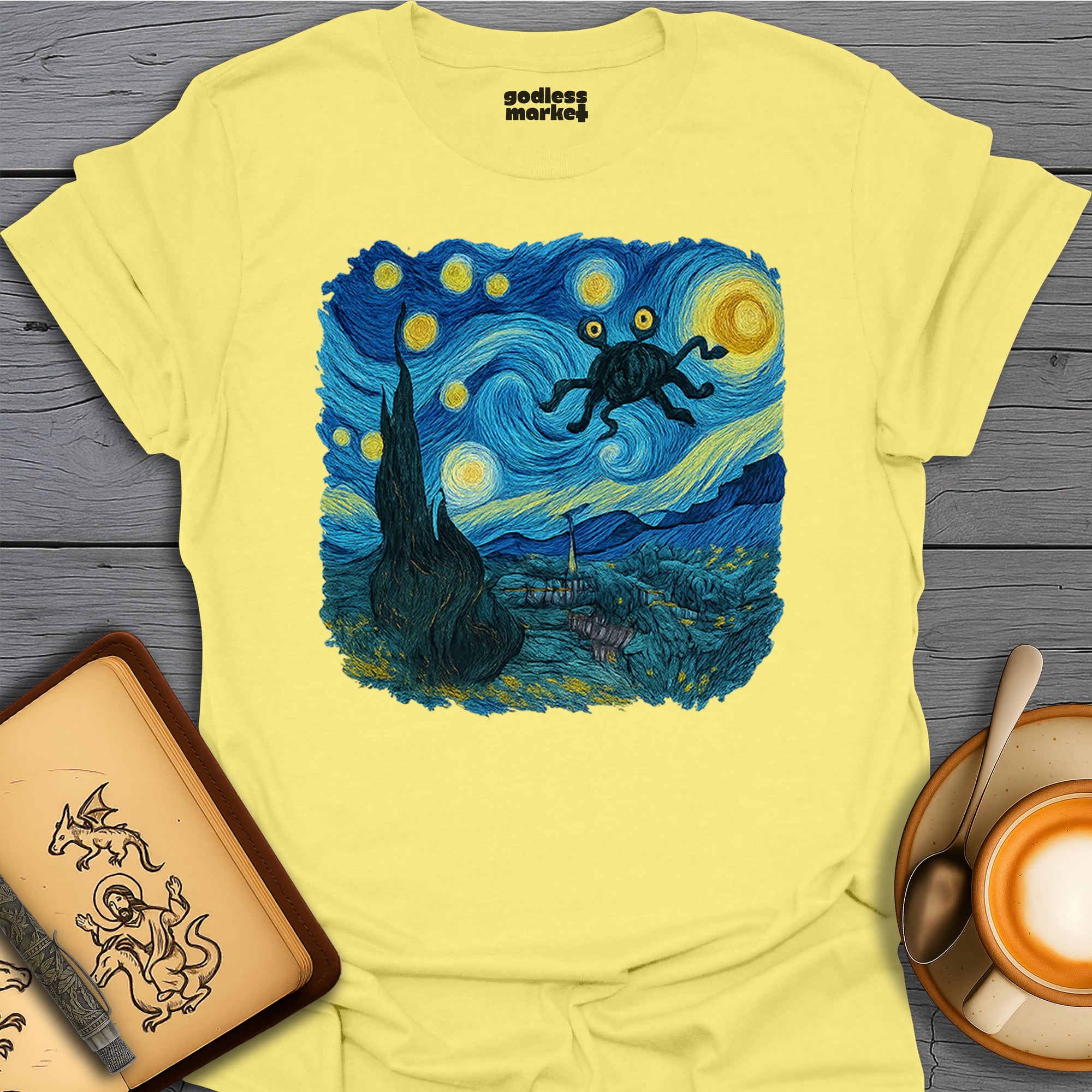 The Spaghetti Monster Flying Through a Starry Night