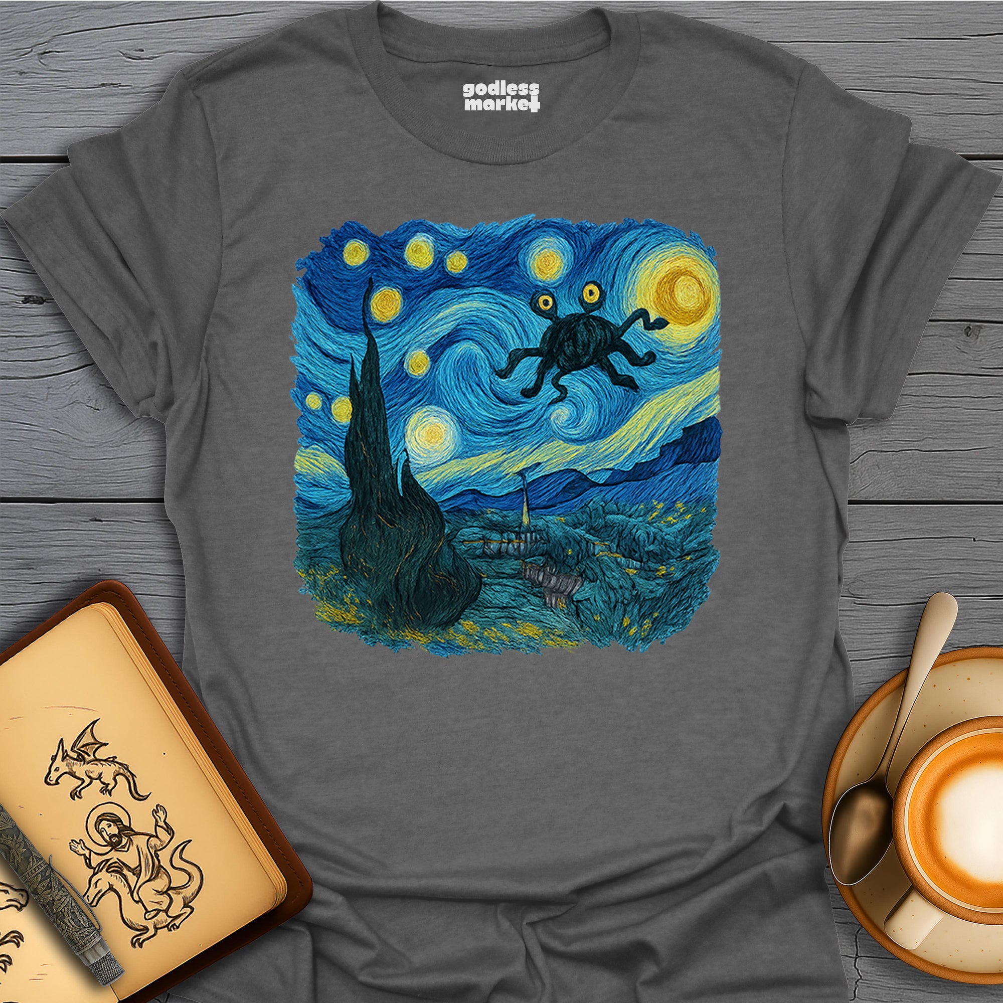 The Spaghetti Monster Flying Through a Starry Night